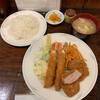 Kicchin Kara Sutei - 海老フライとヒレカツ　1,100円　ライス大盛り　300円　味噌汁　50円