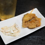 Shingetsu - 2012.8 お通し（計算上は450円）白身魚南蛮漬とイカのマヨネーズ和え