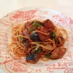 SELAN - スモーク鯖としし唐辛子、夏ナスのトマトソーススパゲティ（単品1470円）
