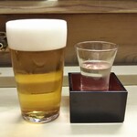 家庭料理 小川 - スーパードライ生ビールと振る舞い酒