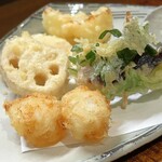 桶家乃隠居 - れんこん、貝柱、たこしそ