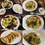 東昇飯店 - 2021年1月。きくらげ肉玉定食とあんかけチャーハンと焼餃子。