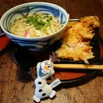 Sanukino Aji Shiogamaya - かけうどん290円、とり天400円