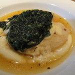 白身魚のチーズ焼きスープ仕立て