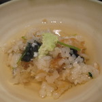 神保町 傳 - 穴子ご飯に出し汁をかけて