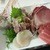 魚市場食堂 - 料理写真:上刺身定食の刺身「ハマチ、マグロ中トロ、ホタテ、アジ一匹」