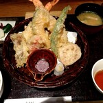 京の米料亭 八代目儀兵衛 - 今日のお野菜と大海老の天婦羅銀シャリ御膳