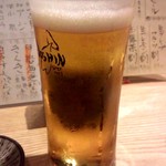 魚真 - えびす生ビール.JPG