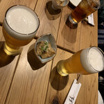 炭火焼 結 - 生ビールと烏龍茶で乾杯！