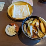 麺処酒処ふる川 暮六つ - 肉なすつけ汁ひもかわ