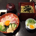 Matsubazushi - 日替わりミニ丼セット(はまち丼、冷そば大盛り)
                        1,210円