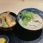 そば屋てんとろ - 豆腐だしそば+ミニ天丼