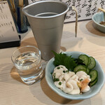 もつ焼 高賢 - 白子ポン酢とお銚子(アルミ チロリ)がまたイイ❗️