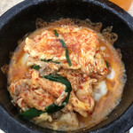 麺屋 つつみ - 石焼チーズご飯にスープ投入！