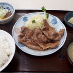 浜食堂 - 焼肉定食(大盛り)850円+納豆200円