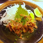 花のれん - 地鶏のたたき　ここらから、芋のロックが…