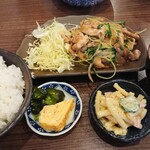 居酒屋しゅん - 日替わり定食 エノキ豆苗豚肉のさっぱり炒め 600円