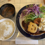 洋食Mogu - Ａランチ(ハンバーグ＋エビフライ）
