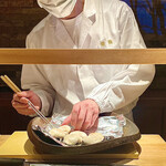 菊鮨 - 熱々の虎河豚白子。美味すぎる╰(*´︶`*)╯♡