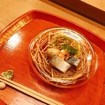 Natsumi - 胡麻そばカラスミ粉末乗せ　サバのきずし　牡蠣