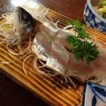 綾戸簗 - お刺身も食べられます。まだ生きてました。
