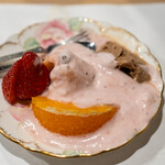 うを徳 - 2021.1 水菓子（あまおうムース、チョコレートアイスクリーム、ロイヤルクイーン、ミルキーベリー、せとか）