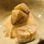 愚直に - 岩間の揚げ栗　紹興酒のアイスクリーム
