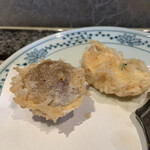 天ぷら新宿つな八 - 海老の椎茸詰め・レンコン