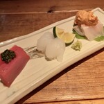 酒井商会 - お造り：真鯛、カンパチ、鰹