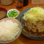 みやこや - ロースにんにく焼き定食（上）