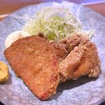 さくら本店 - (ﾗﾝﾁ)さくら定食 主皿：鶏の唐揚げとハムカツの盛り合わせ　2021.1.22