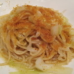 Giglio - 12.08.18 シチリア産アンチョビとグラニューノ産スパゲティ イタリア産ボッタルガの香りで…(前菜＋パスタ1365円)