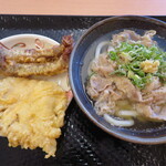 Kogane Seimenjo - 肉うどん(小)460円＋げそ天150円＋とり天130円