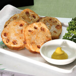 Deep-fried lotus root with mustard