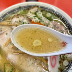 赤湯ラーメン 龍上海 - からみそ解く前のスープ