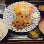 手羽唐 旨もん 手羽市 - 豚の生姜焼き定食¥850+税