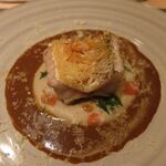 銀座 大石 - 甘鯛の松笠焼き、スープ・ド・ポワソン風。和洋のいいとこ取り