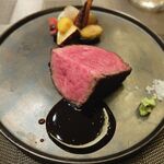 銀座 大石 - 知人が頼んだランプ肉のステーキ