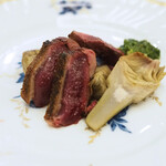 ペレグリーノ - 【旬料理】鹿児島より網どりされた真鴨雌のブラーチェ（炙り焼き）、イタリア産アーティチョーク、北イタリア伝統のサルサヴェルデと共に