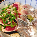 京すし - サンマのタタキとアジのハーフ丼 1,300円