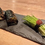 立ち寿司 杉尾 - 天かす巻き、芽ねぎ