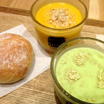 スープストックトーキョー - 北海道かぼちゃの冷たいスープとえんどう豆の冷たいスープ。涼しげですね〜　2012.08.19