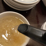 花水木 - そばつゆと溶き卵に蕎麦湯を入れて飲みます。蕎麦湯はサラサラタイプ♡