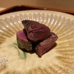 銀座 しのはら - 尾長鴨の炭火焼き 山椒塩