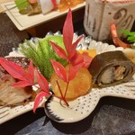 銀座 しのはら - 祝八寸：くわいの松風、鰻の昆布巻き、なまことこのこ、玉子真丈、河豚の白子和え、本モロコの千枚漬け巻きなどなど