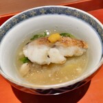 銀座 しのはら - 白甘鯛と鱈の白子 芹と下仁田葱 車麩 みぞれ和え