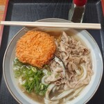 純手打うどん よしや - イリコかけ豚(小)と、プレミアムえびカツ