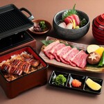 Edogawa - ミニ鰻重と牛鉄板焼き定食