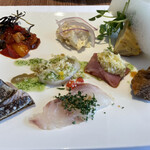 ピアット スズキ チンクエ - 前菜　泡は、お出汁味です　