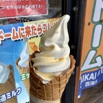 道の駅さいかい みかんドーム - みかんソフトクリームのミックス 320円